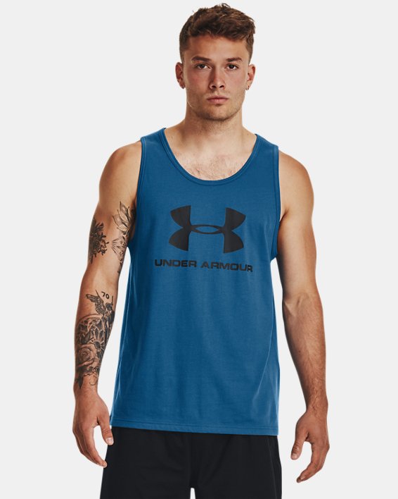 เสื้อกล้าม UA Sportstyle Logo สำหรับผู้ชาย in Blue image number 0